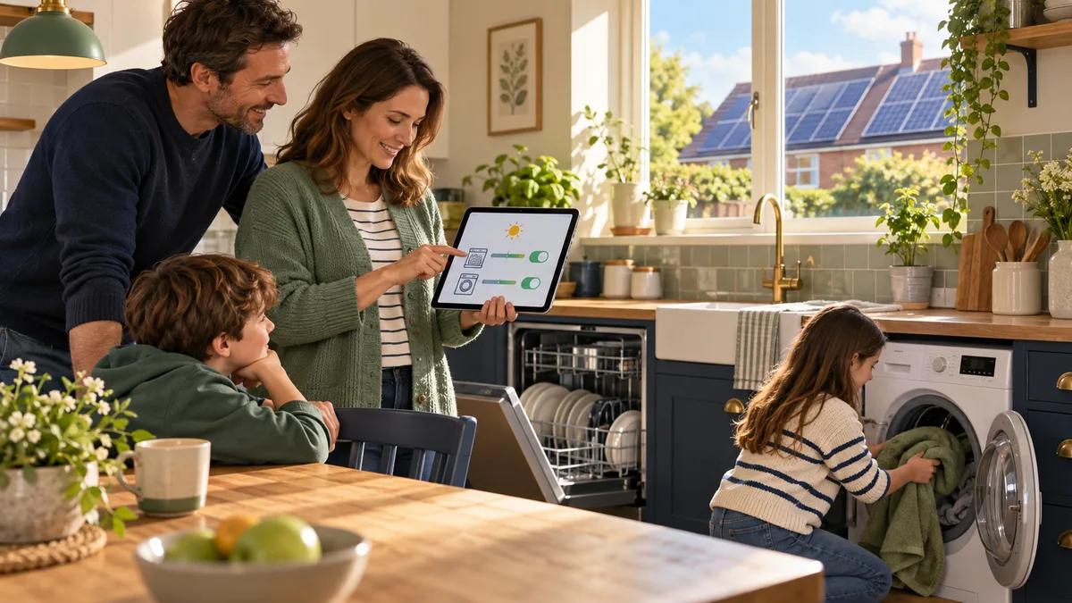 A household scheduling flexible appliance use during sunny hours.